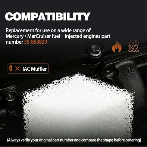 YunGlee IAC Muffler Replacement, Idle Air Control Muffler Compatible with MerCruiser EFI & MPI Engines (Replaces 35 863829) (6) in Saudi Arabia