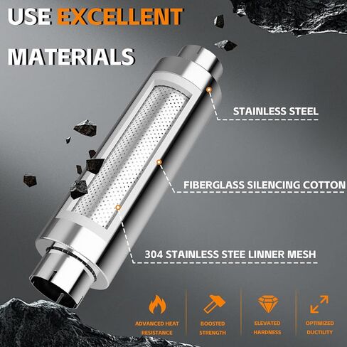A-KARCK 5" Inlet&Outlet Diesel Exhaust Muffler,8" x 24" Body, 30" Overall Length, Stainless Steel Resonator Muffler with Clamp, Straight Through Design（Polished） in Kuwait