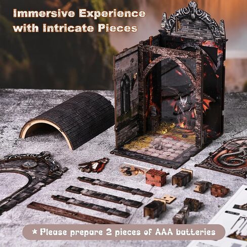 Soothee DIY Book Nook Kit, Miniature House with LED Lights | 3D Wooden Puzzles for Adults & Teens | Creative Fantasy Model Building Kit for Bookshelf Decor, Gift for Craft Lovers | Dragon Castle in Saudi Arabia