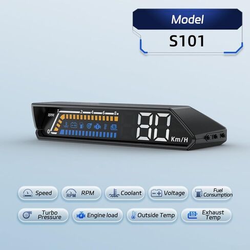 Car Head Up Display HUD with Dual Screen Projection OBD2 Interface Shows Speed Water Temp Voltage Fuel Consumption Compatible with Most 12V Cars in Saudi Arabia