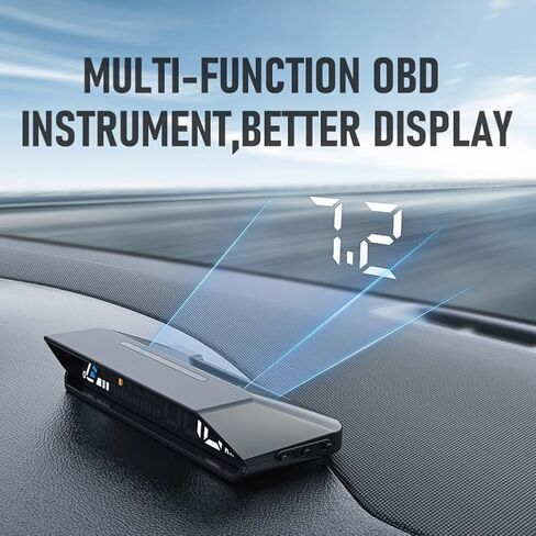 Car Head Up Display HUD with Dual Screen Projection OBD2 Interface Shows Speed Water Temp Voltage Fuel Consumption Compatible with Most 12V Cars in Saudi Arabia