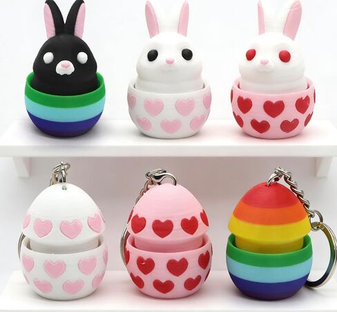 6PCS 3D Printed Easter Eggs Set with Articulated Rabbit Inside, Prefilled Surprise Eggs for Easter Basket Stuffers, Reusable Collectible Toys for Easter Egg Hunt & Party Favors (BunnyInside) in Saudi Arabia
