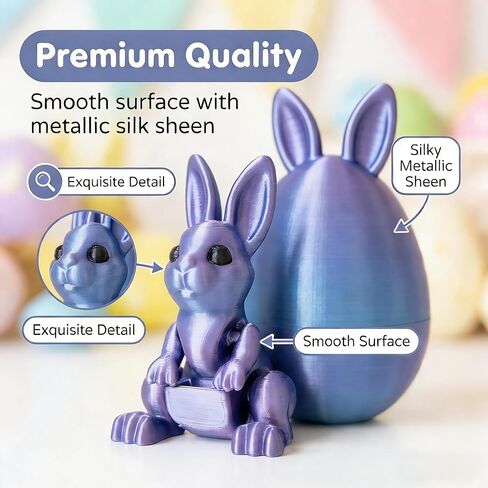 6PCS 3D Printed Easter Eggs Set with Articulated Rabbit Inside, Prefilled Surprise Eggs for Easter Basket Stuffers, Reusable Collectible Toys for Easter Egg Hunt & Party Favors (BunnyInside) in Saudi Arabia