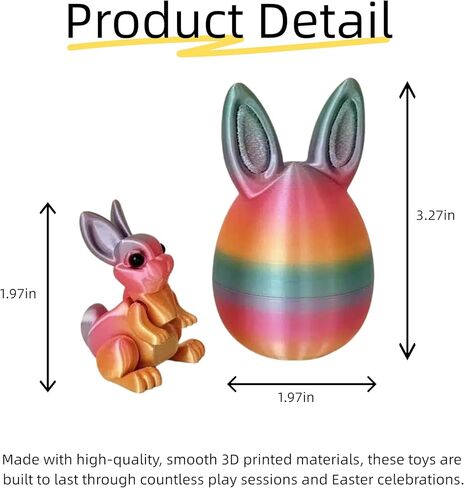 6PCS 3D Printed Easter Eggs Set with Articulated Rabbit Inside, Prefilled Surprise Eggs for Easter Basket Stuffers, Reusable Collectible Toys for Easter Egg Hunt & Party Favors (BunnyInside) in Saudi Arabia