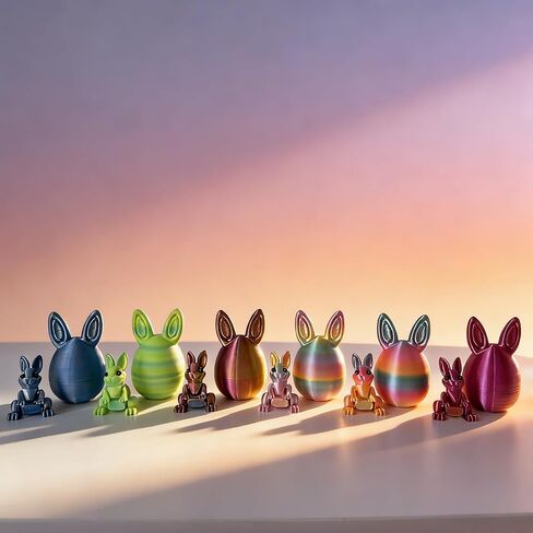 6PCS 3D Printed Easter Eggs Set with Articulated Rabbit Inside, Prefilled Surprise Eggs for Easter Basket Stuffers, Reusable Collectible Toys for Easter Egg Hunt & Party Favors (BunnyInside) in Saudi Arabia
