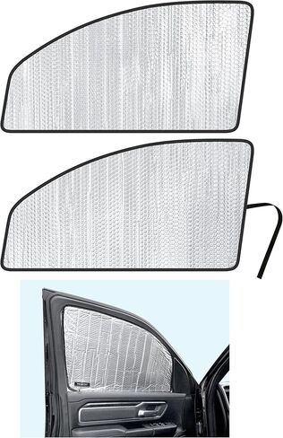 Side Window Front Seat Reflective Sunshade Custom Fit for Dodge 2019 2020 2021 2022 2023 2024 2025 RAM 1500 (NOT for 2500 3500 Models), Crew Cab, Mega Cab - 4Dr 4Door Pickup Truck (2pcs) in Saudi Arabia