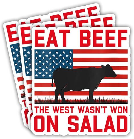 (مجموعة من 3) ملصق Eat Beef The West Wasn't Won't On Salad ملصق الشواء والمدخن والشواء Pitmaster الشواء ملصق العلم الأمريكي للشواء والتدخين ومحبي اللحوم ملصق تزيين الهدايا مقاس 3 بوصات × 4 بوصات in Saudi Arabia