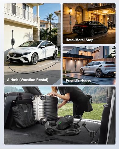 Level 1 & 2 Portable EV Charger (12A/16A), Smart App Control & WiFi/Bluetooth Enabled, 25ft Cable, ETL Listed J1772 EVSE for All EVs & PHEVs (16A Smart | NEMA 5-15 & 6-20 (Standard Home Plug)) in Saudi Arabia