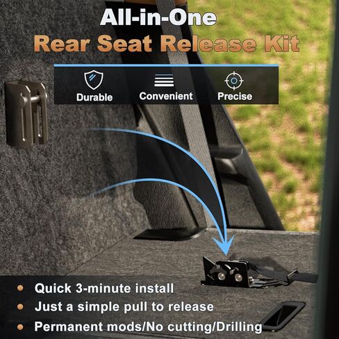 Rear Seat Release Kit, Compatible with 2009–2025 Ford F-150 F-250 F-350 F-450 & Raptor SuperCab SuperCrew, Pre-Assembled Rear Seat Release Lever, Maximize Vehicle Storage Space in Saudi Arabia