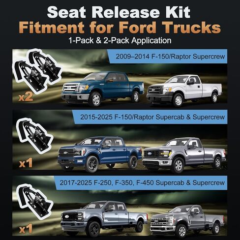Rear Seat Release Kit, Compatible with 2009–2025 Ford F-150 F-250 F-350 F-450 & Raptor SuperCab SuperCrew, Pre-Assembled Rear Seat Release Lever, Maximize Vehicle Storage Space in Saudi Arabia