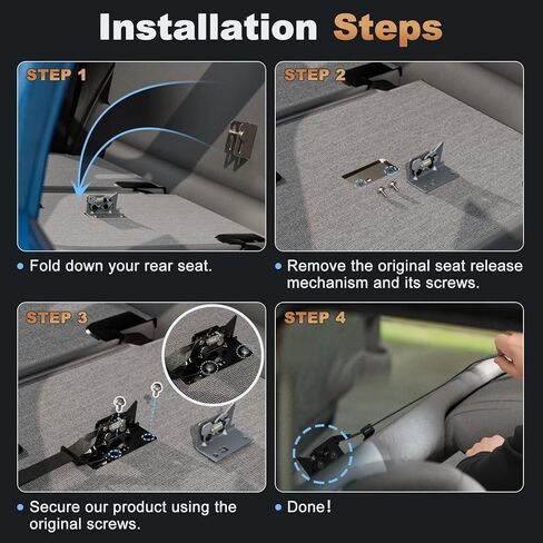Rear Seat Release Kit, Compatible with 2009–2025 Ford F-150 F-250 F-350 F-450 & Raptor SuperCab SuperCrew, Pre-Assembled Rear Seat Release Lever, Maximize Vehicle Storage Space in Saudi Arabia