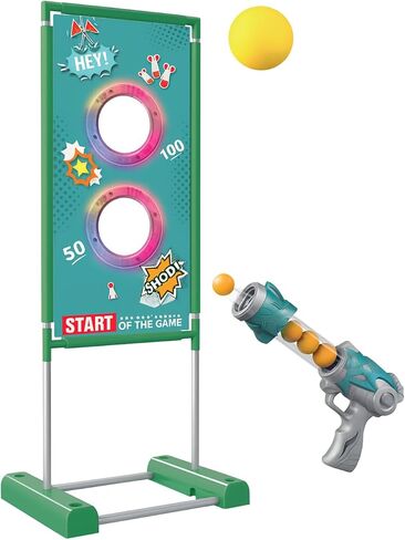 Foam Ball Gun with 12 Soft Bullets & Mobile Target | Light Powered Air Soft Gun for Kid | Shooting Games for Kids | Toy Guns for Kids | Holiday and Birthday Gift for Boys & Girls Ages 5+ Years Old in Saudi Arabia