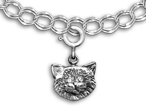 Sterling Silver Fat Cat Head Charm for charm bracelet in Saudi Arabia