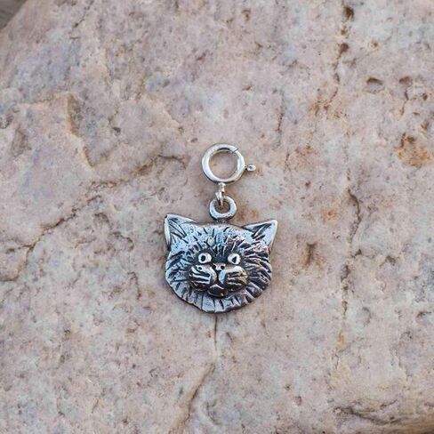 Sterling Silver Fat Cat Head Charm for charm bracelet in Saudi Arabia