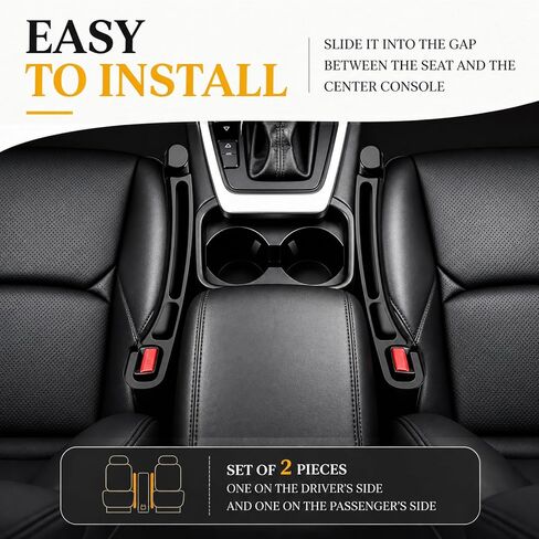 2 PCS Car Seat Gap Filler Compatible with Explorer, Edge, Escape, Expedition & Bronco Sport Accessories, Seat Gap Organizer with Emergency Glass Breaker & 1 Sunglasses Holder, Black. in Saudi Arabia