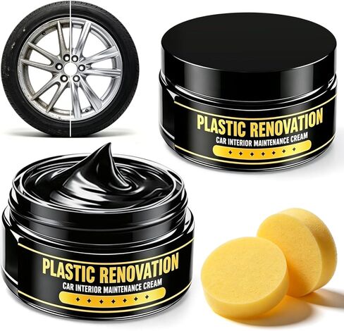 2Pcs Tire Nourish Wax Cream, Premium Tire Coating Paste, Bring Back the Original Deep Black Shine to Rubber, Trim and Plastic, Long-Lasting Tire Dressing for Car Trucks Motorcycles Tires in Saudi Arabia