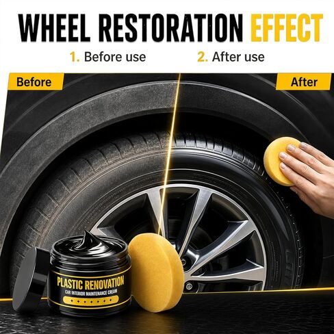2Pcs Tire Nourish Wax Cream, Premium Tire Coating Paste, Bring Back the Original Deep Black Shine to Rubber, Trim and Plastic, Long-Lasting Tire Dressing for Car Trucks Motorcycles Tires in Saudi Arabia
