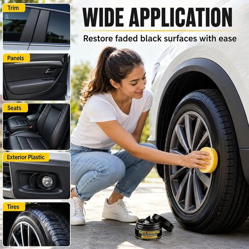 2Pcs Tire Nourish Wax Cream, Premium Tire Coating Paste, Bring Back the Original Deep Black Shine to Rubber, Trim and Plastic, Long-Lasting Tire Dressing for Car Trucks Motorcycles Tires in Saudi Arabia