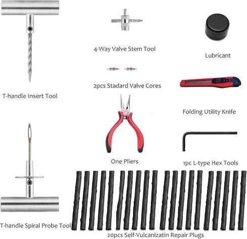 Flat Tire Repair Kit with Plugs 31 Pcs for Car, Motorcycle, ATV, Jeep, Truck, Tractor Flat Tire Puncture Repair in Saudi Arabia