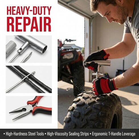 Flat Tire Repair Kit with Plugs 31 Pcs for Car, Motorcycle, ATV, Jeep, Truck, Tractor Flat Tire Puncture Repair in Saudi Arabia