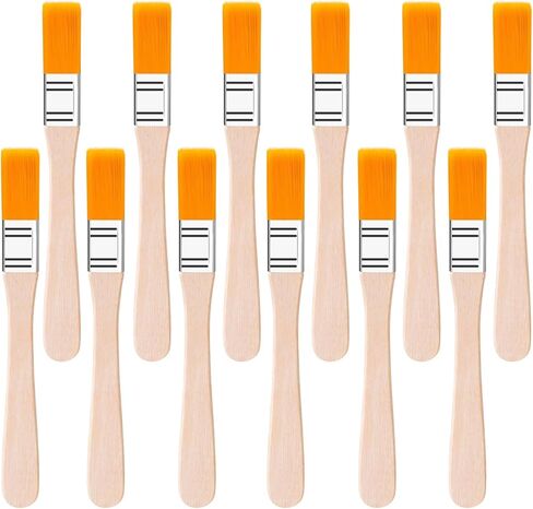 12PCS Paint Brushes,1/2 Inch Flat Small Paint Brush with Wood Handle,Nylon Bristle Trim Painting Tool,Touch Up Paints Brushes for Walls Cabinets Fences Furniture (Yellow Pencil Hair) in Kuwait