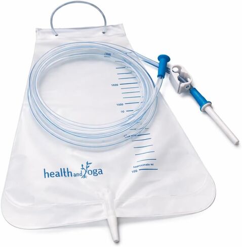 HealthAndYoga™ MovNFlo Super Economical Enema Bag Kit (2 Quart) - 2 pcs - BPA and Latex Free - Foldable and Compact - Travel Compatible for Fleet Enema Anal Douche (2 Pieces) in Saudi Arabia