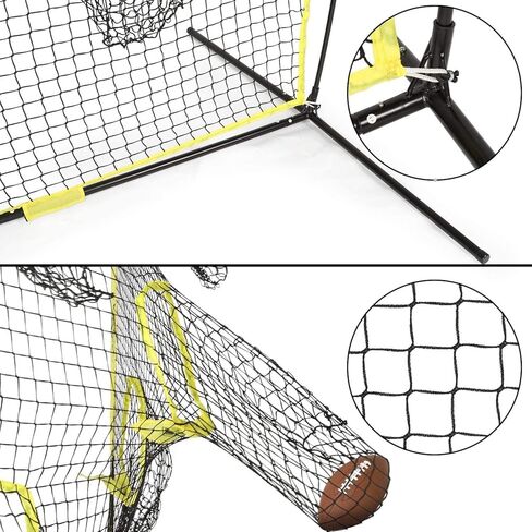 شبكة رمي مدرب كرة القدم المحمولة من PodiuMax، شبكة بدون عقد بطول 8 أقدام × 8 أقدام لتحسين دقة رمي QB مع 5 جيوب مستهدفة، مع حقيبة حمل (أحمر) in Kuwait