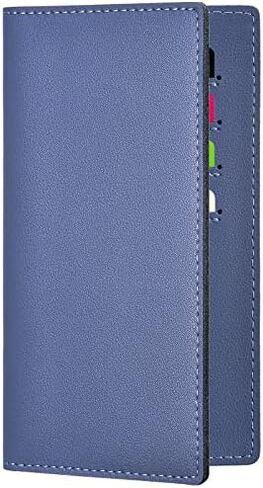 Genuine Leather Checkbook Cover for Men & Women Duplicate Check Holder Wallet Blue (Blue Gray) in Saudi Arabia