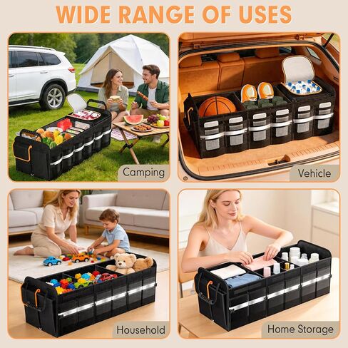 sevgili Trunk Organizer, 6-Compartment Car Organizer and Storage with Cooler Bag, Collapsible Large Trunk Organizers Interior for SUV Sendan with Cover, Car Organizer Trunk for Shopping, Picnic in Saudi Arabia