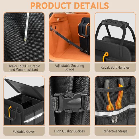 sevgili Trunk Organizer, 6-Compartment Car Organizer and Storage with Cooler Bag, Collapsible Large Trunk Organizers Interior for SUV Sendan with Cover, Car Organizer Trunk for Shopping, Picnic in Saudi Arabia