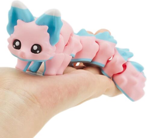 3D Printed Candy Fox, 8" Flexible Articulated Animal Figure, Desk Fidget Toy for Stress Relief, Cute Office Decor Gift in Kuwait