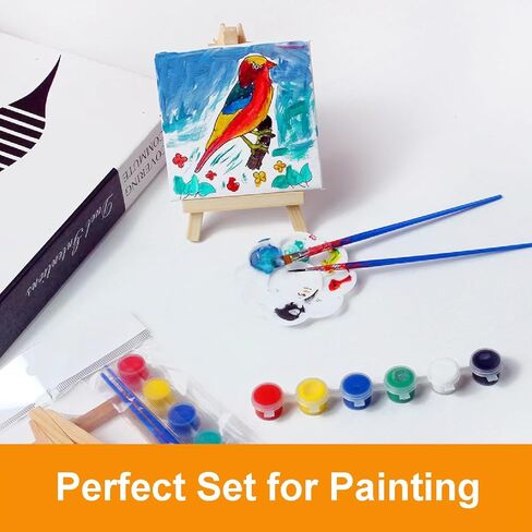 50 Pack Mini Canvas with Easel Bulk, 4 x 4 Inch Mini Canvases for Painting with Wood Easels, Small Canvas and Easle Set for Painting Crafts in Kuwait