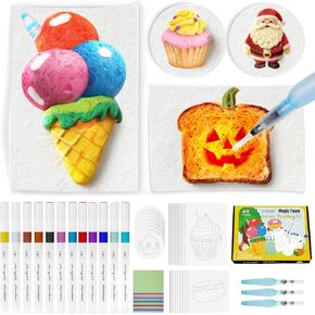 joibabe Magic Foam Texture Painting Kit, 43 - Piece: 28 Sheets 3D Sponge Drawing Paper, 12 Acrylic Markers, 3 Water Brushes, DIY Craft Set for Teens Adults, Christmas/Birthday Gift in Saudi Arabia