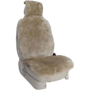 Champlus Sheepskin Seat Cover Extra Dense Pelt Genuine Australian Lambskin Seat Cushion, Comfortable Soft Natural Pure Wool, Universal Fits Most Cars SUVs Trucks Minivans, Quick Installation 1pc-Black in Kuwait