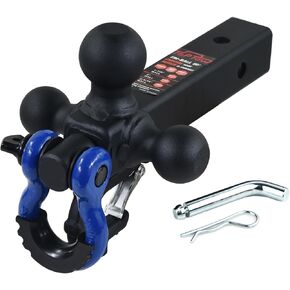 TOPTOW Trailer Hitch Tri-Ball Hitch Mount w/Matte Black Triple Hitch Balls 1-7/8-inch, 2-inch, 2-5/16-inch, Multi-fit for 2 inch Trailer Hitch Receiver, Blue Shackle in Kuwait