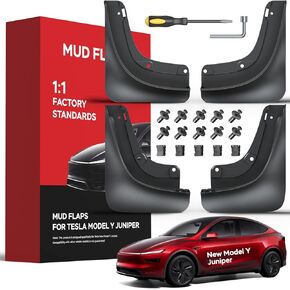 2026 Mud Flaps for Tesla New Model Y Juniper Accessories [Protect Paint, No Drilling Installation] All-Weather Splash Guards for Model Y Juniper 2025-2026, Black (Set of 4) in Saudi Arabia