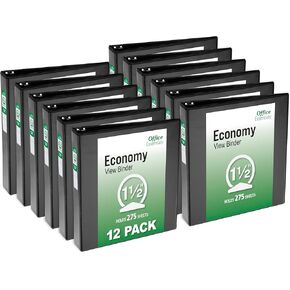 3 مجلدات حلقية من Office Essentials Economy View، حلقات دائرية 1.5 بوصة، عمود فقري 2.1 بوصة، سعة 275 ورقة، مجلدات سوداء (12 حزمة من 03427) in Kuwait