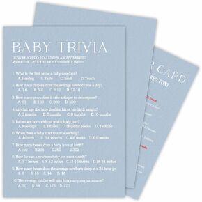 Minimalism Baby Shower Game Kits - Guess Who Mommy Or Daddy - Mist Blue - 30 Fill in Style Game Cards Each Set, Gender Reveal, Baby Announcement, Party Favor & Decor - B03 in Saudi Arabia