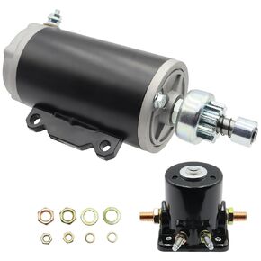 Starter with Relay Replacement for Johnson 85HP 88HP 90HP 100HP 110HP 112HP 115HP 125HP 135HP 140HP, for Evinrude E85 90 100 110 112 115 125 135 140, 385529 389954 585057 20513579TBA in Saudi Arabia