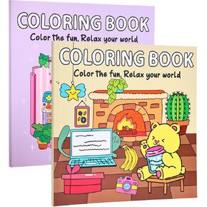 Coloring Book Set for Adults,Cute Coloring Book for Adults Relaxation with 80Patterns, Super Cute Animal Characters with Easy and Simple Designs for Relaxation in Saudi Arabia