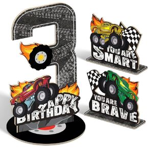 3Pcs 4th Birthday Number Sign Centerpiece - Table Decorations for Boys Kids 4th Birthday Party Supplies Set in Saudi Arabia