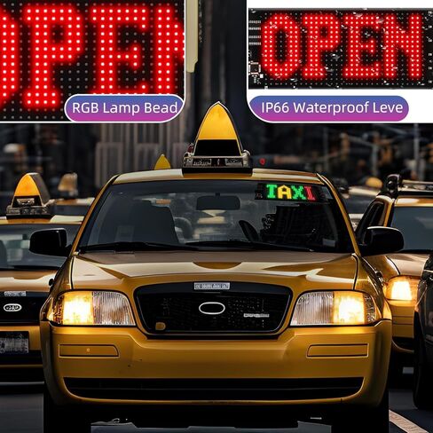 Light Sign for Car, 6.7''x2.7'' Bluetooth APP Control Programmable Flexible RGB LED Matrix Panel, Custom Text Pattern Animation Scrolling Display for Car Windshield with Switch Cable in Saudi Arabia