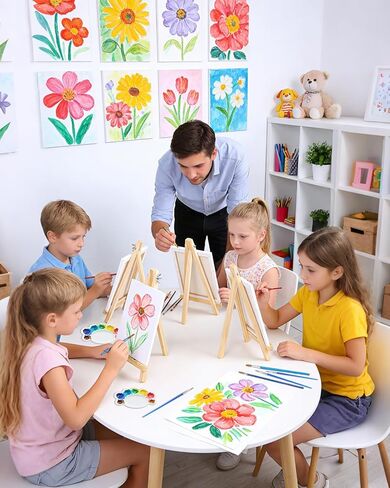 10 Pack Painting Supplies Kit, Acrylic Paint Set with Canvas Boards, Easels, Brushes & Paint Trays, Sip and Paint Art Kit for Party, Craft Class and Group Painting Sets in Saudi Arabia