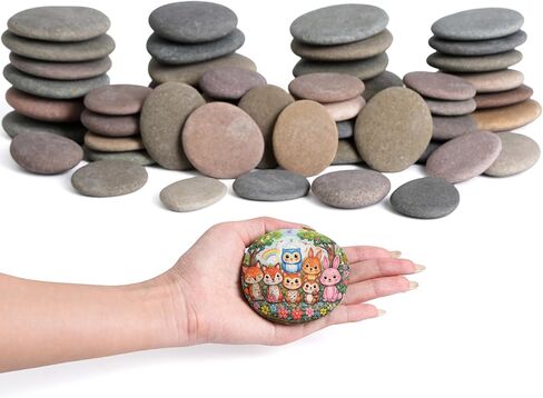 60 PCS Medium-Large 2.05-4.05" Smooth Natural River Rocks for Painting, Mixed Size Flat Painting Rocks for Classroom Projects, Group Crafts & Kids Art Activities in Saudi Arabia