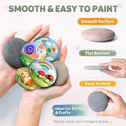 60 PCS Medium-Large 2.05-4.05" Smooth Natural River Rocks for Painting, Mixed Size Flat Painting Rocks for Classroom Projects, Group Crafts & Kids Art Activities in Saudi Arabia