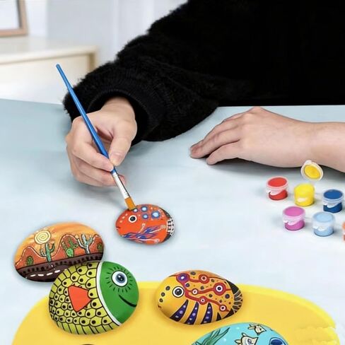 GRUKFE River Rocks for Painting, Natural Smooth Craft Stones, 3-4 Inch, 5 Pack, Kids Adults Art Projects in Saudi Arabia