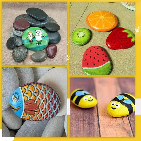 GRUKFE River Rocks for Painting, Natural Smooth Craft Stones, 3-4 Inch, 5 Pack, Kids Adults Art Projects in Saudi Arabia