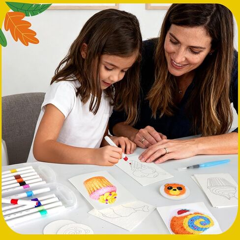joibabe Magic Foam Texture Painting Kit, 43 - Piece: 28 Sheets 3D Sponge Drawing Paper, 12 Acrylic Markers, 3 Water Brushes, DIY Craft Set for Teens Adults, Christmas/Birthday Gift in Saudi Arabia