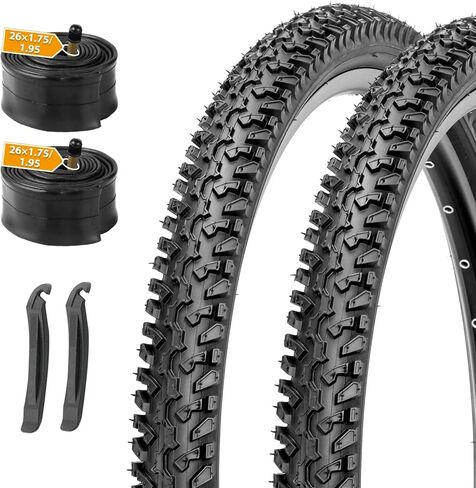 MOHEGIA Mountain Bike Tires Set: 2-Pack 26x1.95 inch (52-559mm) Folding Replacement Bicycle Tires and Pair 26 inch Inner Tubes with Tire Levers for MTB Dirt Offroad Cycling in Saudi Arabia