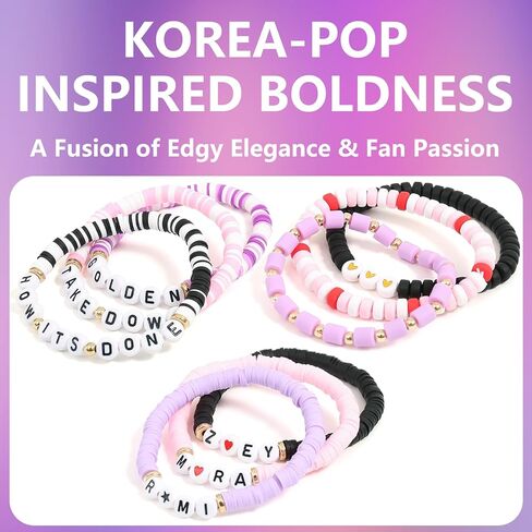 for Korea-Pop Merch Bracelets Inspired Bracelets,9PCS Stackable Stretch Bracelets for Korea-Pop Stuff Fans Cosplay Outfit Gifts Accessories Jewelry Birthday Christmas in Saudi Arabia